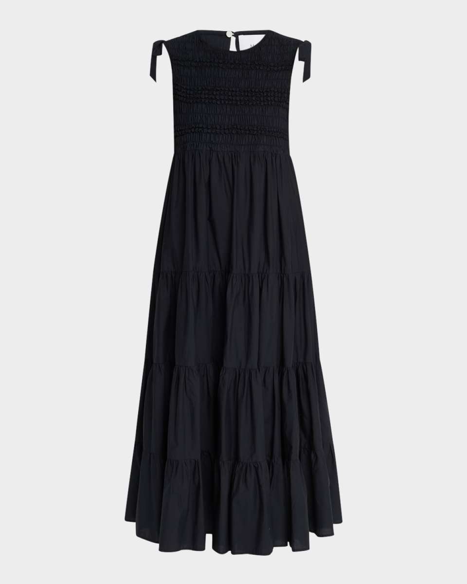 Mirella Sleeveless Smocked Cotton Midi Dress